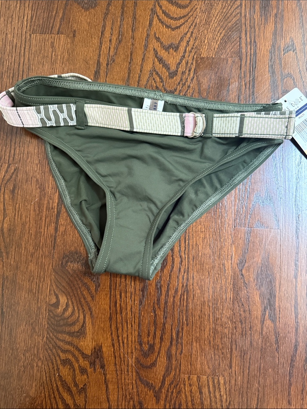 Anne Cole Olive Green Bikini Bottom with Decorative Webbing Belt